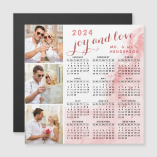 Calendrier photo 2024 Fridge Magnet Blush Pink