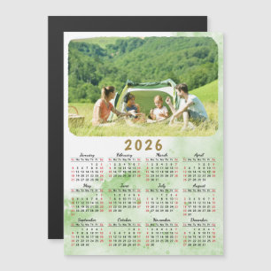Calendrier photo 2025 Magnet Vert Nebula Rouge Noi