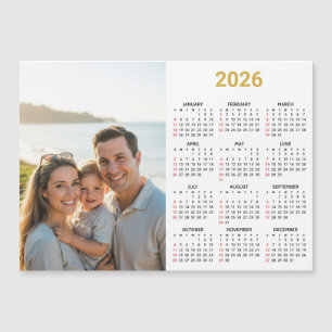 Calendrier photo 2026   Carte magnétique dorée pou