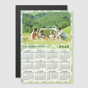 Calendrier photo 2026 Magnet Nom de famille Vert