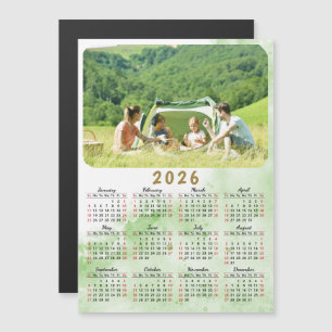 Calendrier photo 2026 Magnet Vert Nebula Rouge Noi
