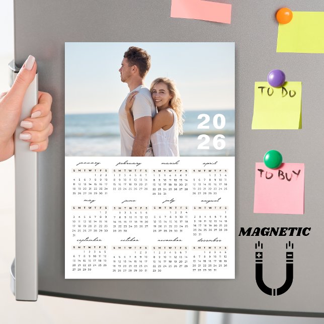 Calendrier photo aimanté simple minimaliste 2026 (Créateur téléchargé)