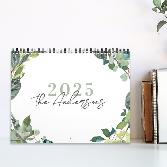 Calendrier photo aquarelle rustique de verdure 202 (Créateur téléchargé)