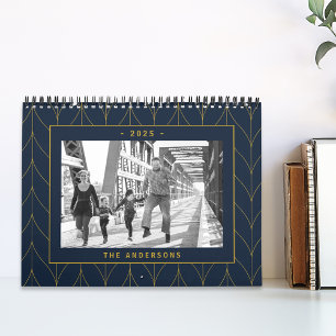 Calendrier Photo Art Déco Navy et Or 2025