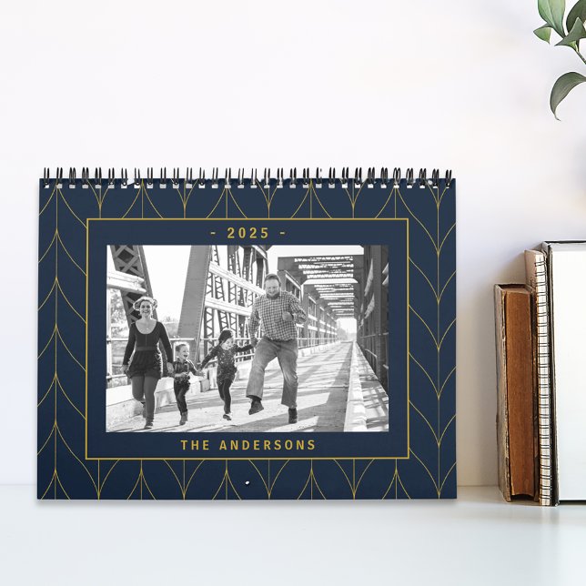 Calendrier Photo Art Déco Navy et Or 2025 (Créateur téléchargé)