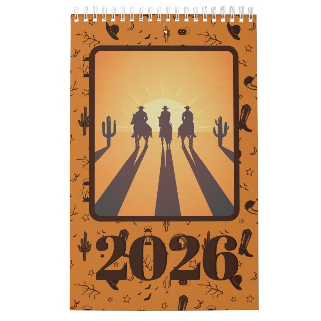 Calendrier photo avec motif orange marron rustique (Protection)