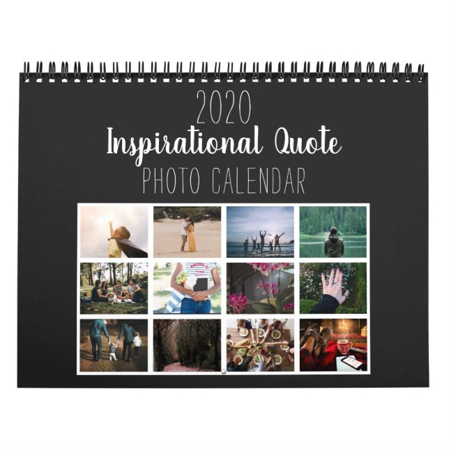 Calendrier Photo Black Inspirational Citation 2020 moderne (Protection)