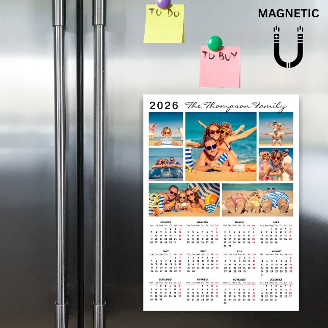 Calendrier photo collage aimanté simple moderne 20 (Créateur téléchargé)