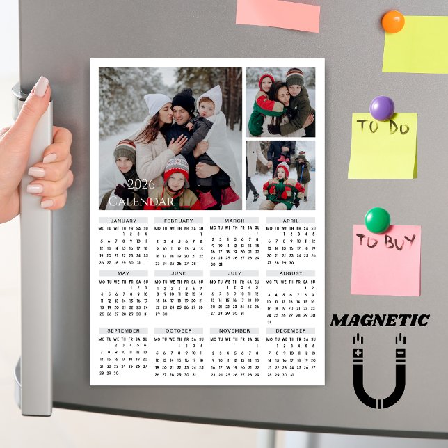 Calendrier photo collage couleur modifiable 2026 a (Créateur téléchargé)