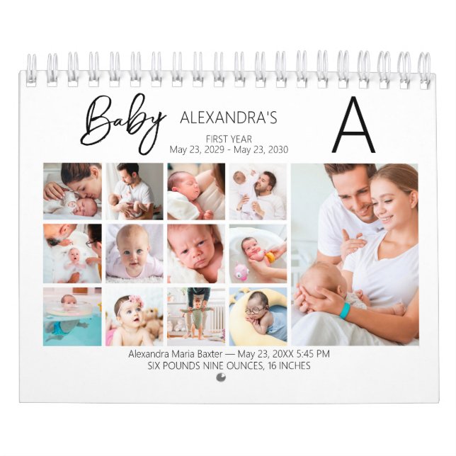 Calendrier Photo Collage de la première année du bébé Garde-f (Protection)