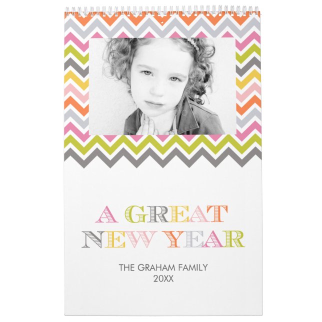 Calendrier photo coloré Chevron (Protection)