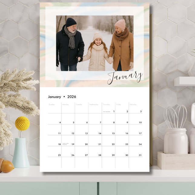 Calendrier photo de 12 mois – Cadeau pour grands-p (Personalized Photo Calendar)
