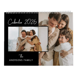 Calendrier Photo de famille minimaliste en noir et blanc