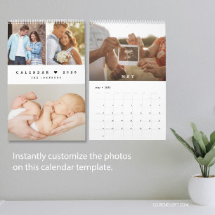 Calendrier Photo de famille moderne minimaliste personnalisab