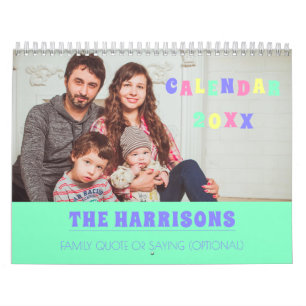Calendrier Photo de famille Texte personnalisé Vintage Colori