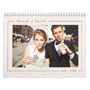 Calendrier Photo de jeunes mariés de mariage minimaliste élég