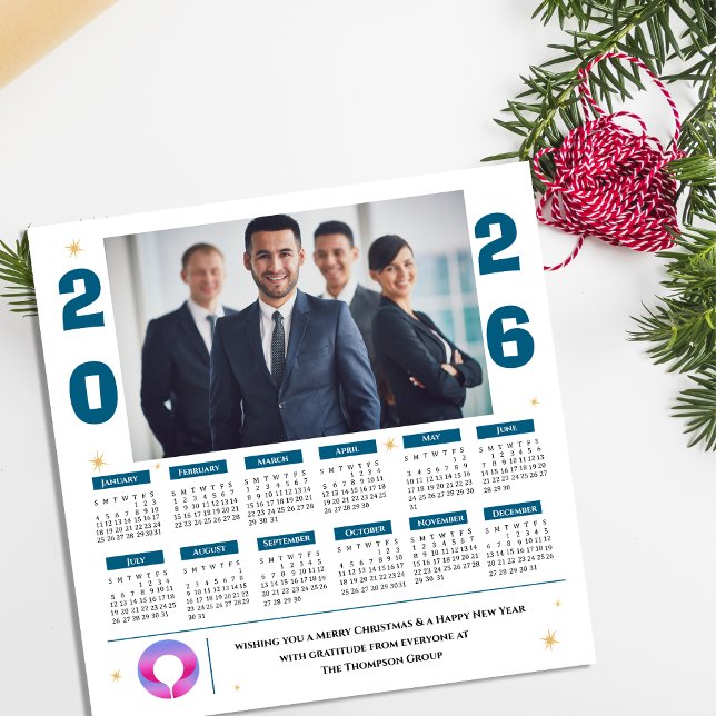 Calendrier photo de l'entreprise Logo de l'entrepr (Corporate Photo Calendar Business Company Logo Holiday Card)