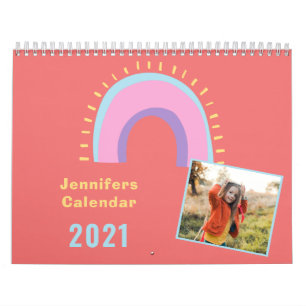 Calendrier photo d'un arc-en-ciel pastel amusant personnalisé