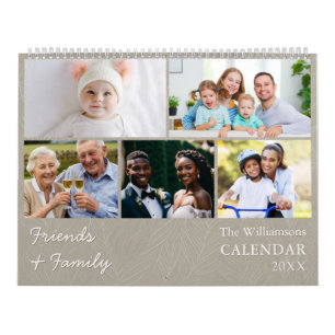 Calendrier photo élégant gris pour la famille et l