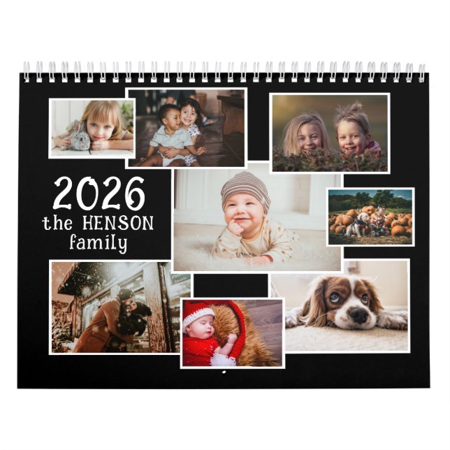 Calendrier photo famille 2026 avec 12 Photos mensu (Protection)