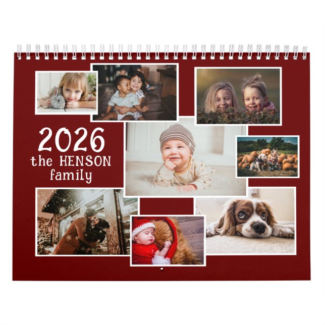 Calendrier photo famille 2026 avec 12 Photos mensu (Protection)
