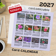 Calendrier Photo Fleur 2027 Dimanche Semaine Carte