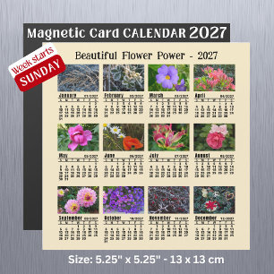 Calendrier Photo Fleur 2027 Dimanche Semaine Carte