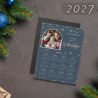 Calendrier photo flocon de neige bleu marine moder
