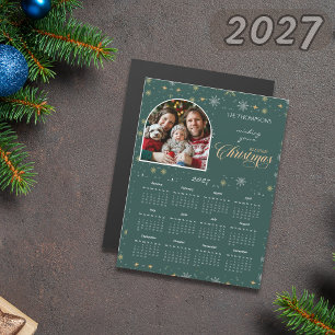 Calendrier photo flocon de neige vert moderne 2027