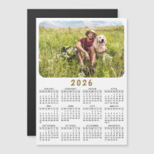 Calendrier photo magnétique moderne 2026 noir blan