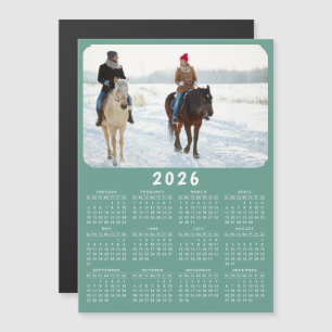 Calendrier photo magnétique moderne 2026 Turquoise
