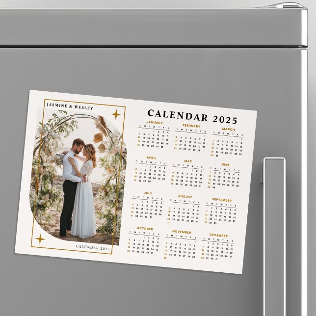 Calendrier photo minimaliste Mariage de Noël or (Créateur téléchargé)