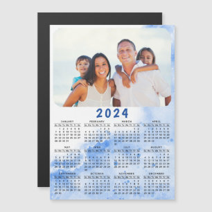 Calendrier photo moderne 2024 Magnet Bleu Océan bl