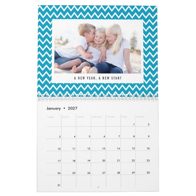 Calendrier photo moderne de couleur et légende mod (Jan 2027)