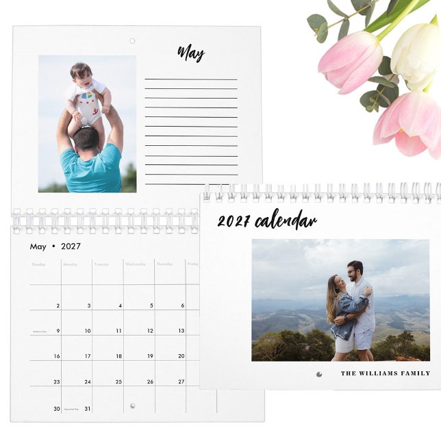 Calendrier photo personnalisé 2027 Script avec pag (Créateur téléchargé)