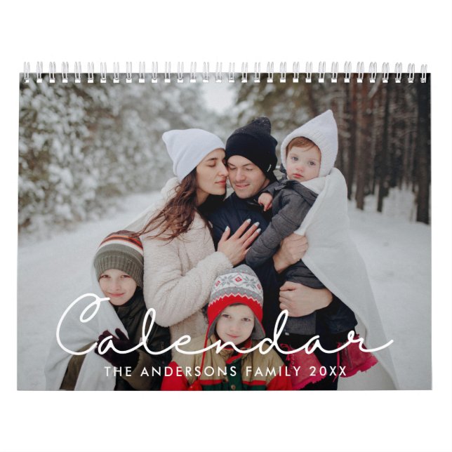 Calendrier Photo personnalisé script minimaliste 2026 (Protection)