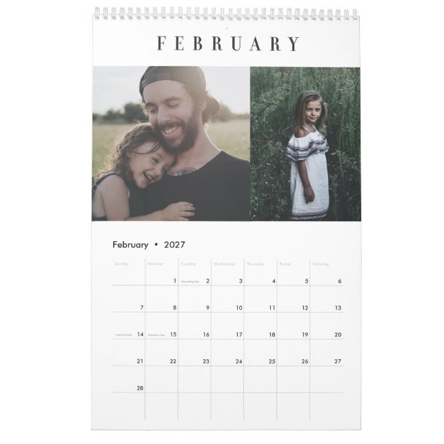 Calendrier photo personnalisé simple (Feb 2027)