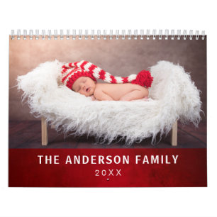 Calendrier Photo personnalisée Elegant Styish Red