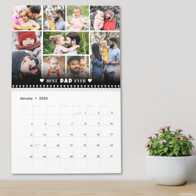 Calendrier Photo personnalisée Meilleur papa Père Collage pèr (Personalized Best Dad Photo Collage Father Calendar)