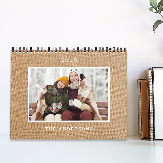 Calendrier photo Rustique Burlap 2025 (Créateur téléchargé)