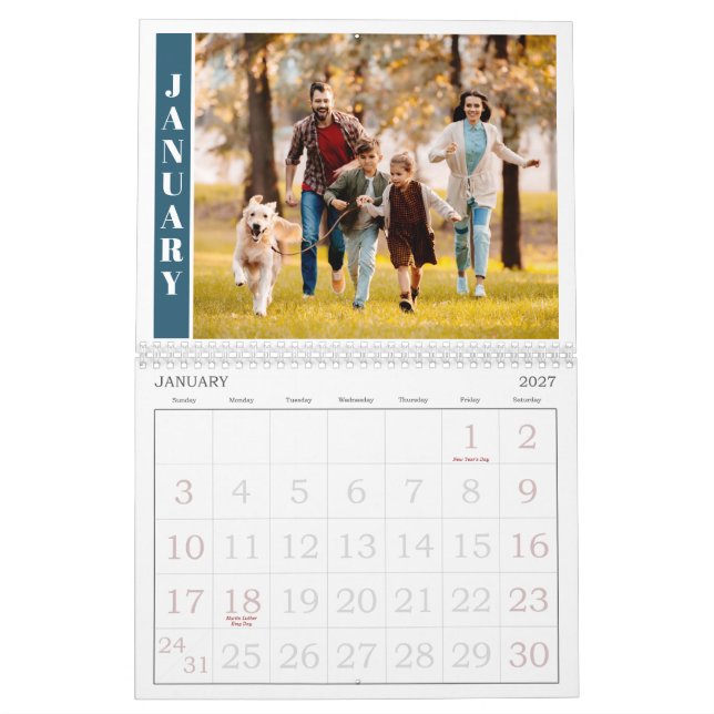 Calendrier Photo simple moderne par mois et collage sur couve (Jan 2027)