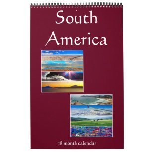 Calendrier photographie d'amérique du sud 18 mois
