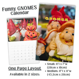 Calendrier Photographie de gnome de jardin drôle et mignon