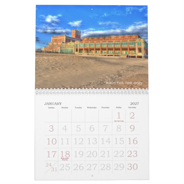 Calendrier Photographie de plage de rivage de New Jersey de (Jan 2027)