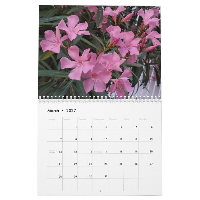 Calendrier Photographie des fleurs (Mar 2027)