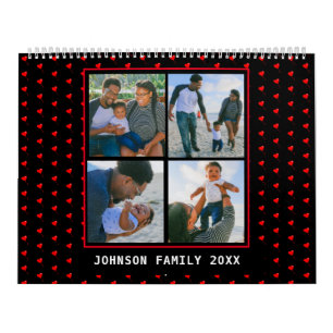 Calendrier Photos de famille Collage Coeur Balloon Motif Noir