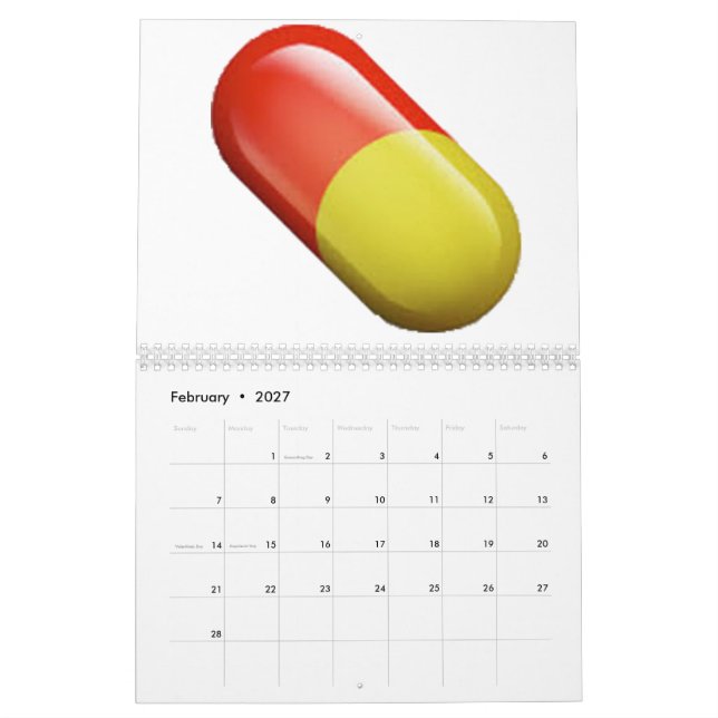 Calendrier Pilule de médecine - Emoji (Feb 2027)