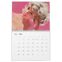 Calendrier 2024 Pin Up Girls des années 1950. Agenda mensuel