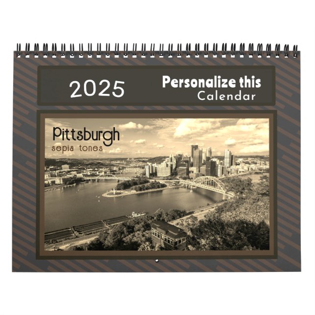 Calendrier Pittsburgh Photos sepia-Personnaliser (Protection)