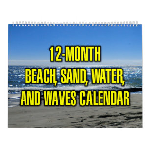 Calendrier Plage de 12 mois, sable, eau et vagues